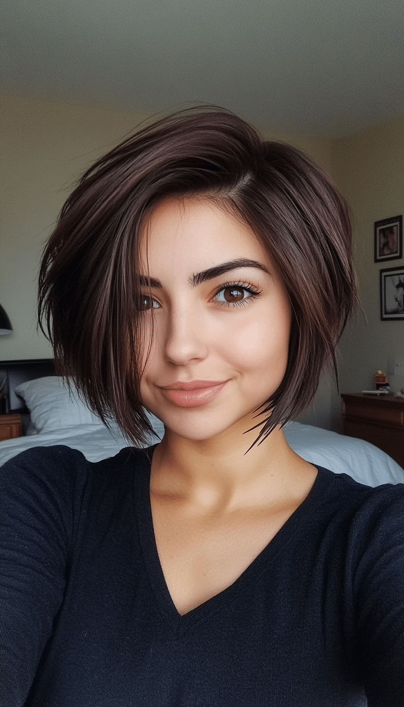 19. Dark Espresso Razor Cut Bob (Funky Short Haircuts) - Funky Short Haircuts