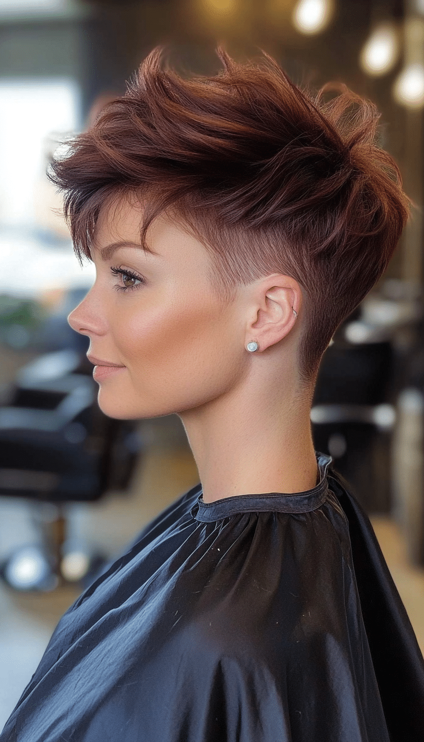 20. Mahogany Faux Hawk Pixie (Funky Short Haircuts) - Funky Short Haircuts