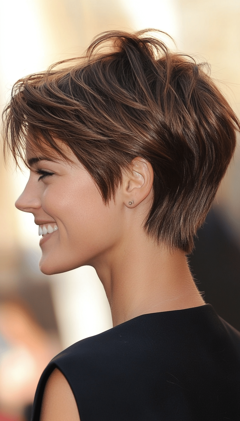 23. Honey Brunette Choppy Crop (Funky Short Haircuts) - Funky Short Haircuts