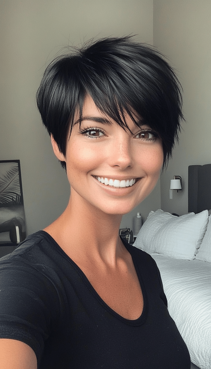 24. Soft Black Sculpted Pixie (Funky Short Haircuts) - Funky Short Haircuts