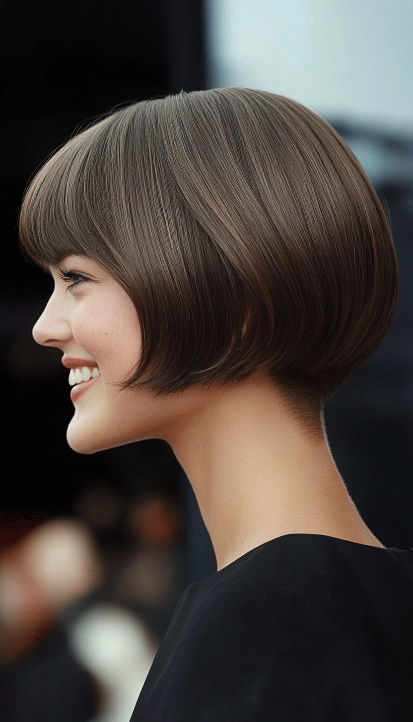 26. Ash Brown Sleek Bowl Cut (Funky Short Haircuts) - Funky Short Haircuts