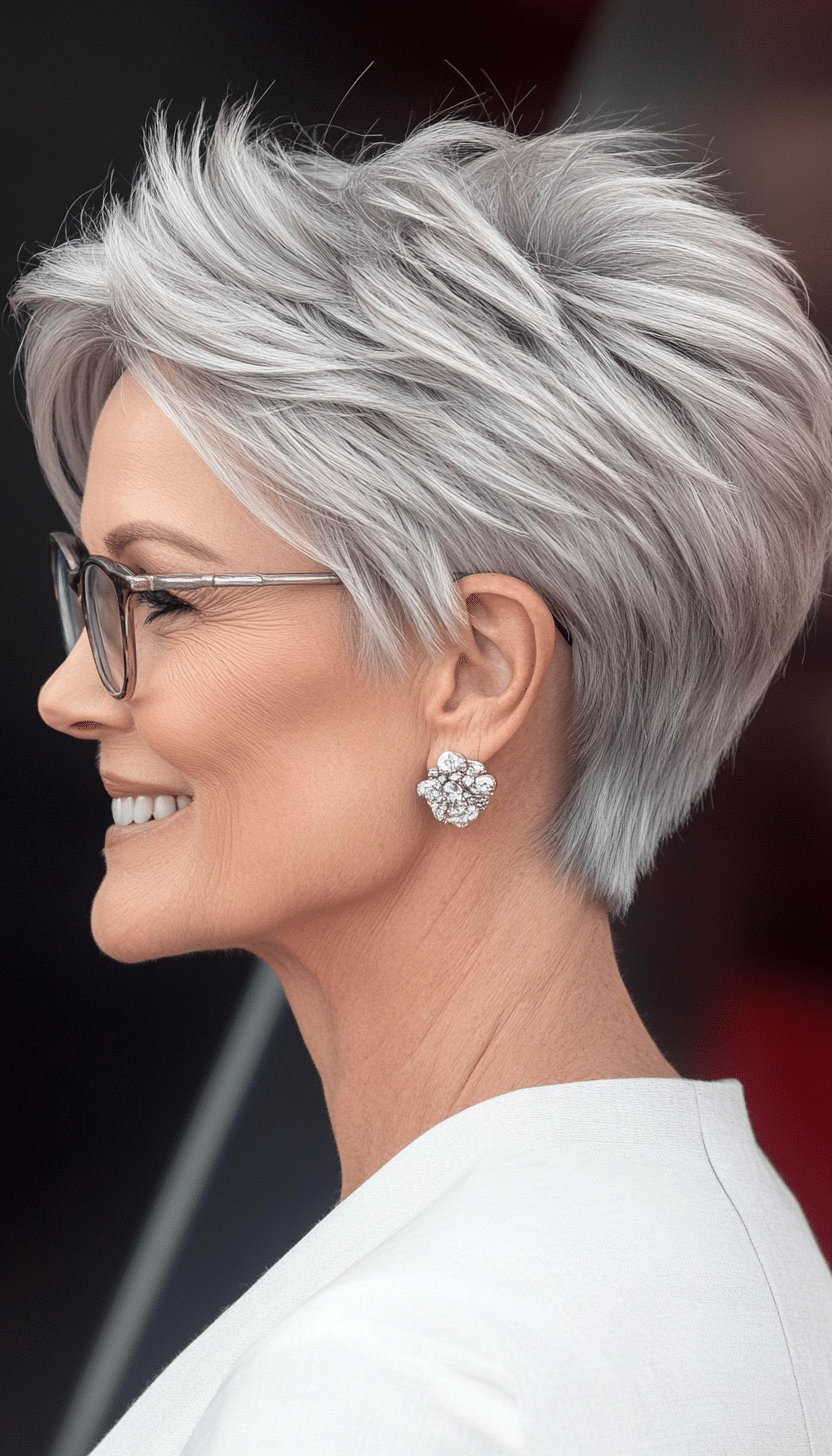 1. Classic Silver Pixie (Short Hairstyles For Women Over 60 With Glasses) - Short Hairstyles For Women Over 60 With Glasses
