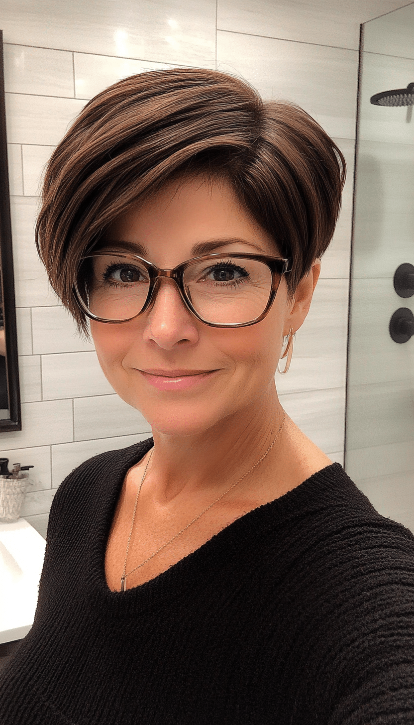 12. Espresso Brown Tapered Pixie (Short Hairstyles For Women Over 60 With Glasses) - Short Hairstyles For Women Over 60 With Glasses
