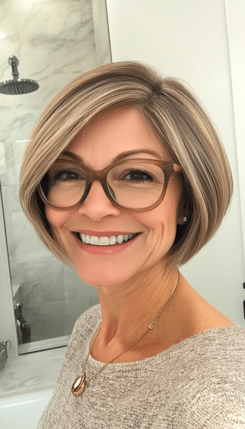 14. Caramel Blonde Soft Bob (Short Hairstyles For Women Over 60 With Glasses) - Short Hairstyles For Women Over 60 With Glasses