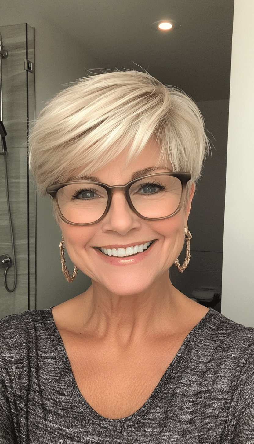 23. Vanilla Blonde Soft Layers (Short Hairstyles For Women Over 60 With Glasses) - Short Hairstyles For Women Over 60 With Glasses
