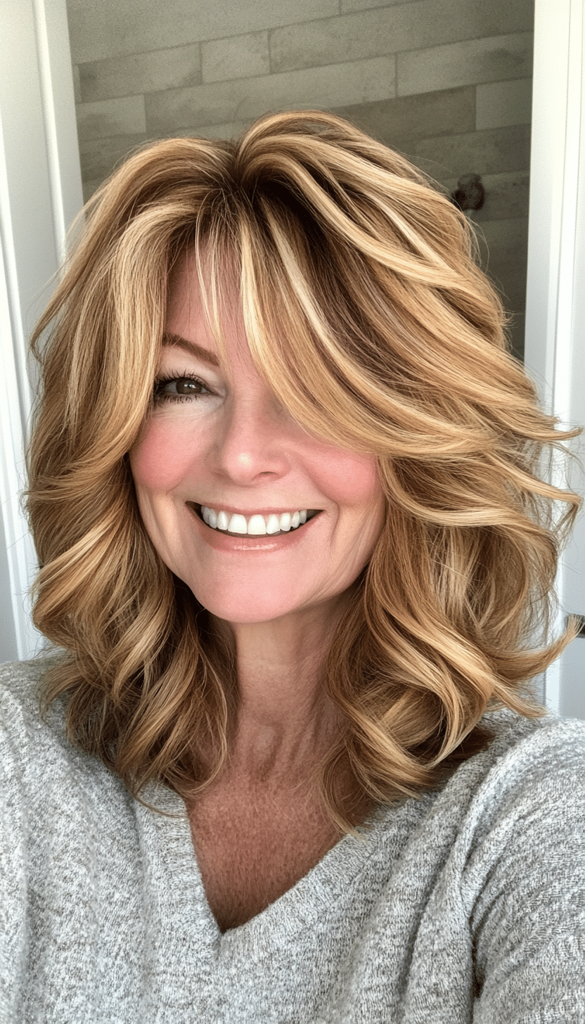 3. Golden Honey Tousled Shag (Shag Haircuts For Women Over 50) - Shag Haircuts For Women Over 50