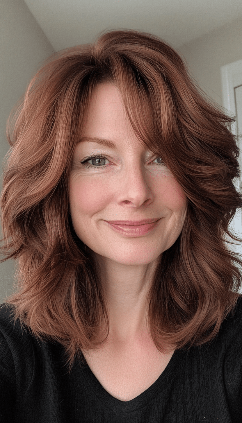 4. Chestnut Brown Modern Shag (Shag Haircuts For Women Over 50) - Shag Haircuts For Women Over 50