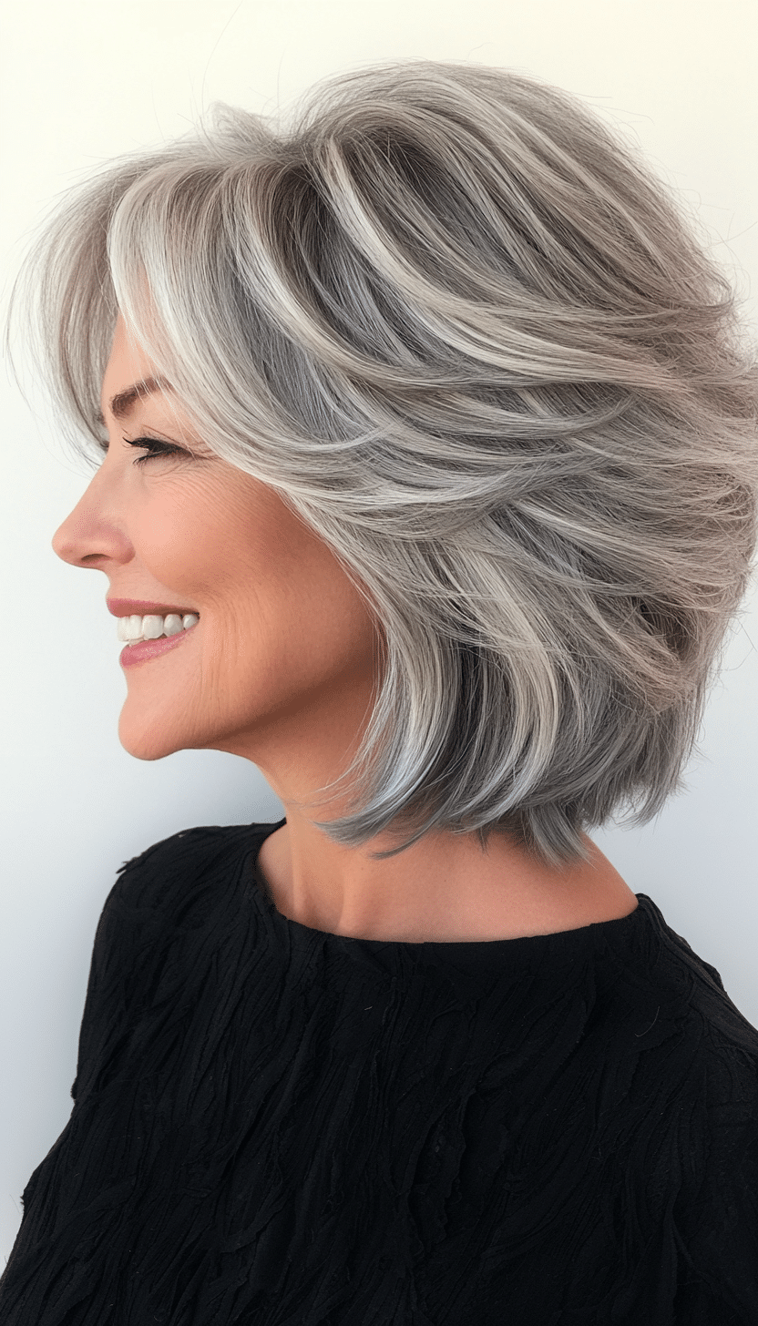 5. Silver Fox Tapered Shag (Shag Haircuts For Women Over 50) - Shag Haircuts For Women Over 50