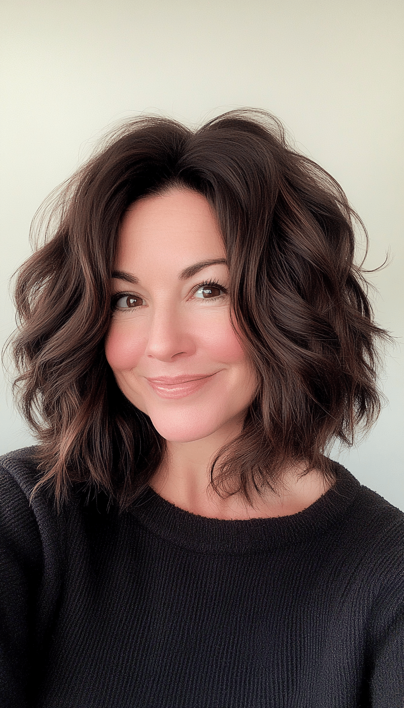13. Espresso Brown Undone Shag (Shag Haircuts For Women Over 50) - Shag Haircuts For Women Over 50