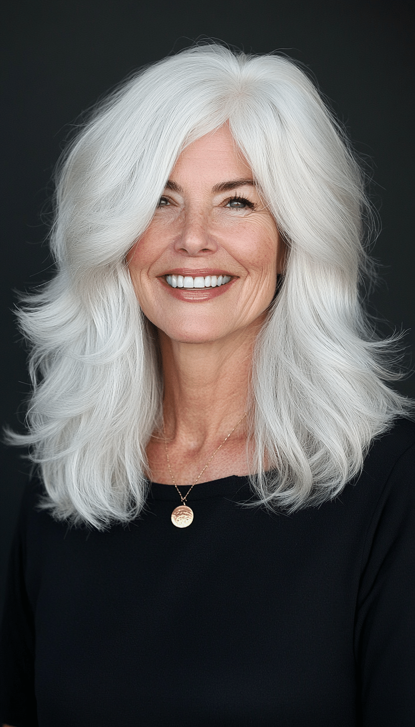 15. Snowy White Classic Shag (Shag Haircuts For Women Over 50) - Shag Haircuts For Women Over 50