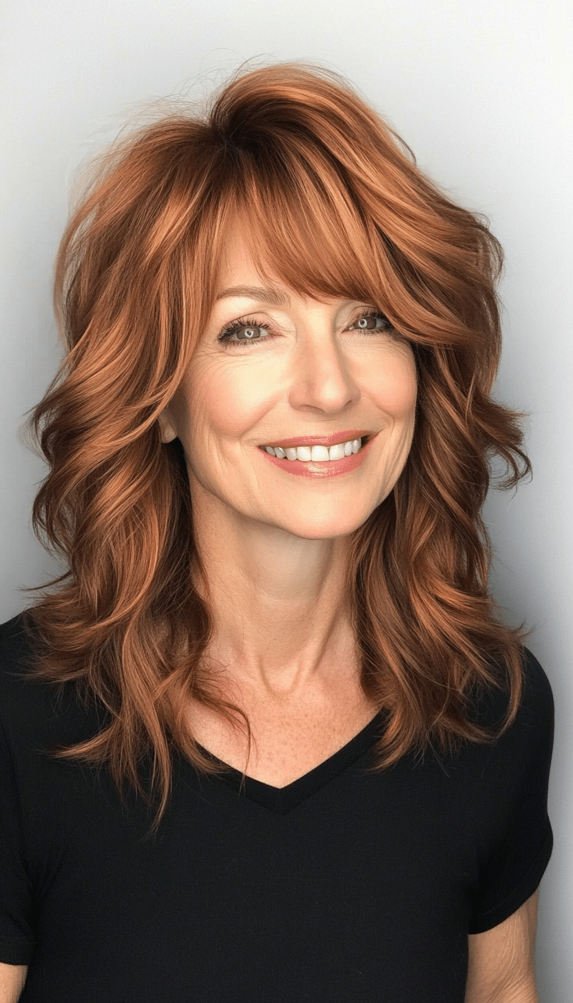 16. Golden Copper Soft Shag (Shag Haircuts For Women Over 50) - Shag Haircuts For Women Over 50