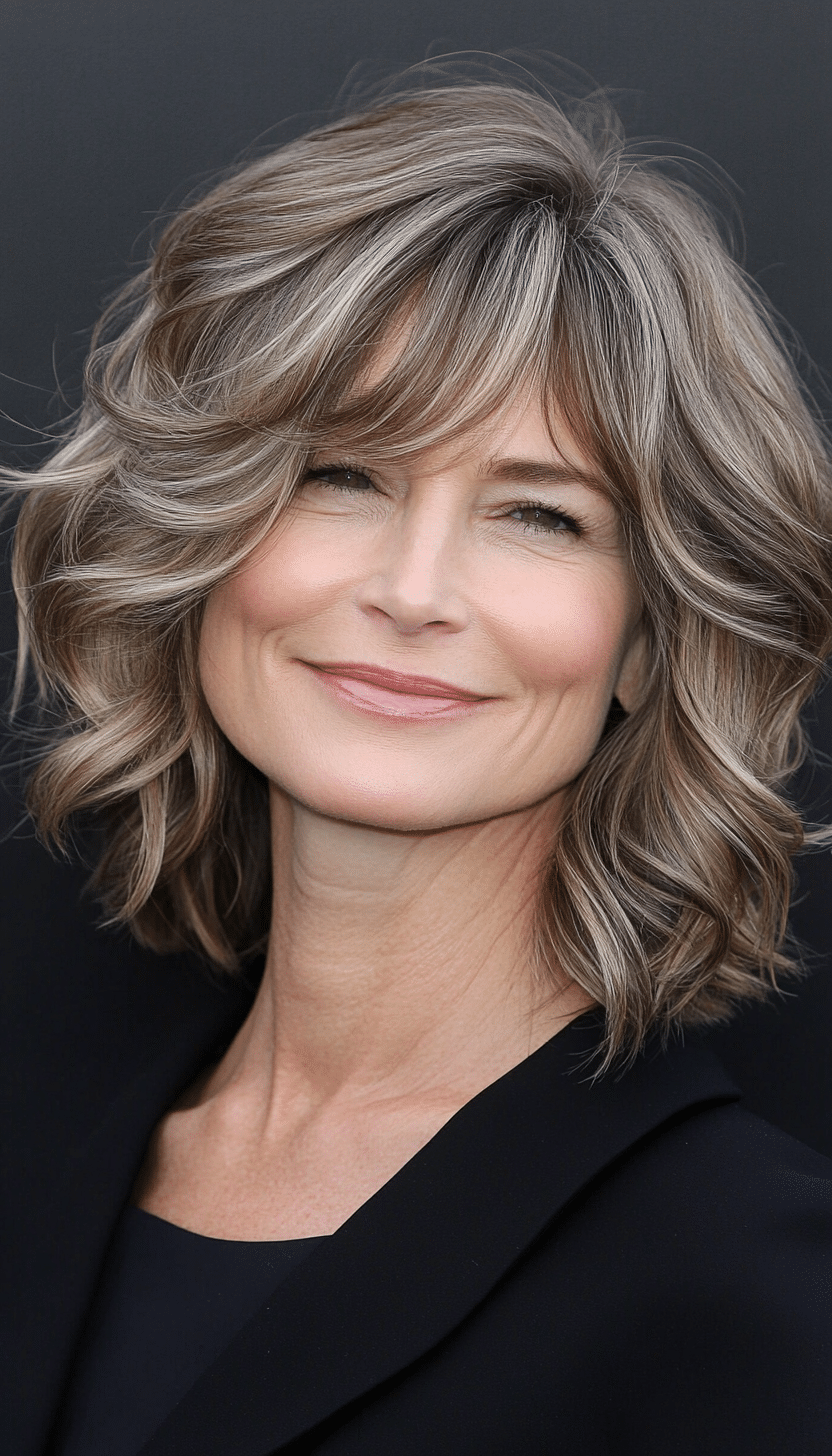 17. Ash Brown Wavy Shag (Shag Haircuts For Women Over 50) - Shag Haircuts For Women Over 50