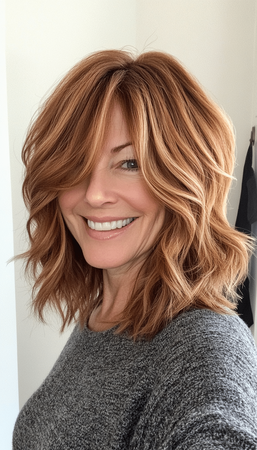 20. Honey Chestnut Shoulder-Length Shag (Shag Haircuts For Women Over 50) - Shag Haircuts For Women Over 50