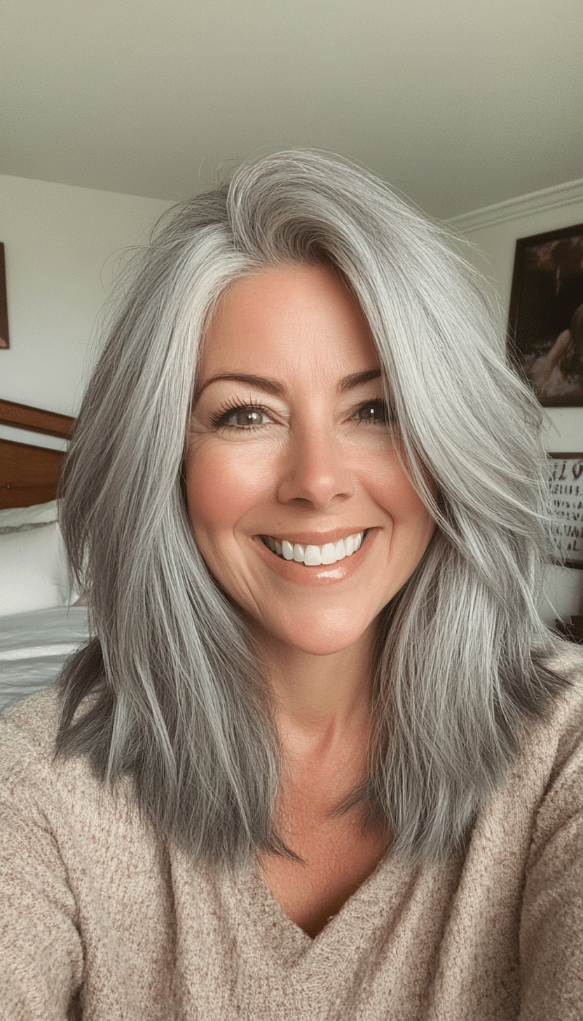 27. Ash Gray Razor-Cut Shag (Shag Haircuts For Women Over 50) - Shag Haircuts For Women Over 50