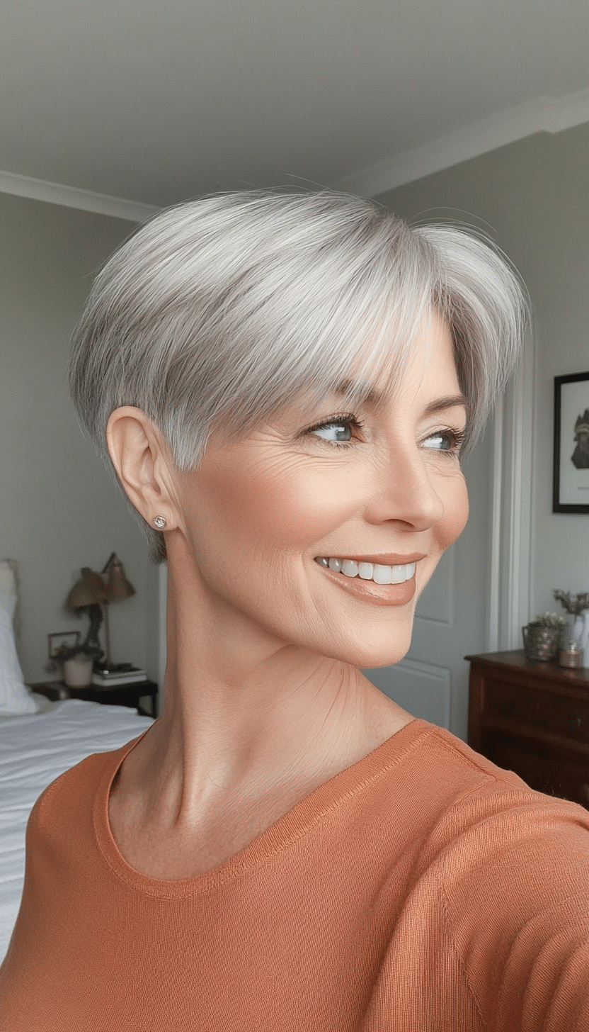 3. Tapered Crop in Silver Ash (Short Hairstyles For Older Women) - Short Hairstyles For Older Women