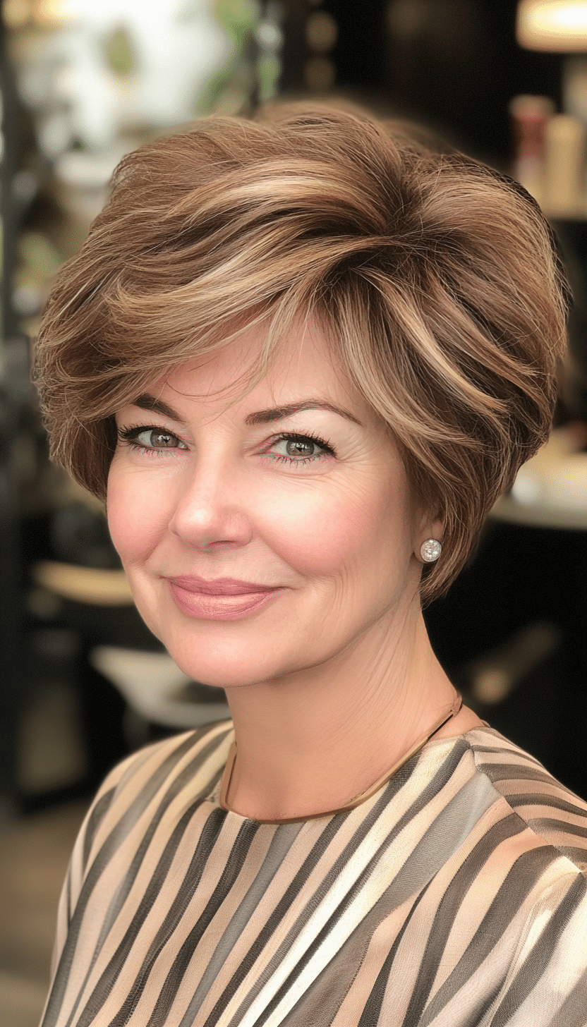 6. Short Shag in Soft Caramel Brown (Short Hairstyles For Older Women) - Short Hairstyles For Older Women
