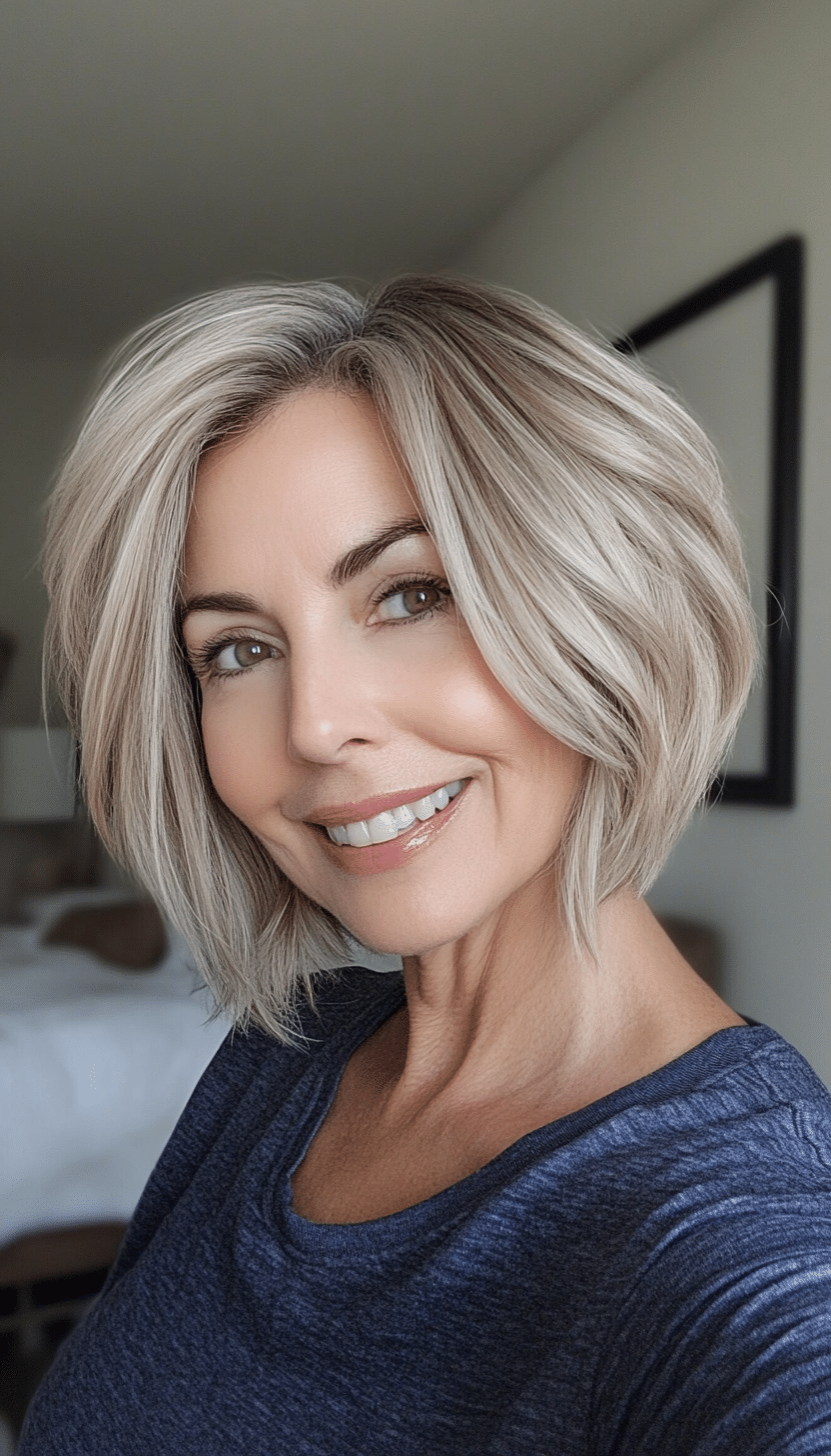 18. Textured Lob in Soft Beige Blonde (Short Hairstyles For Older Women) - Short Hairstyles For Older Women