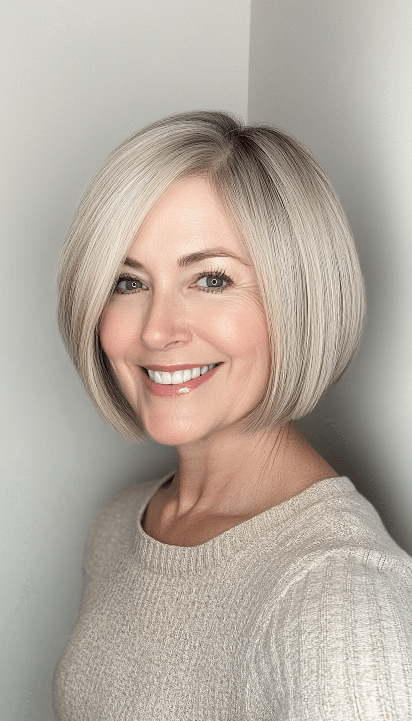 24. Soft Rounded Bob in Ash Blonde (Short Hairstyles For Older Women) - Short Hairstyles For Older Women