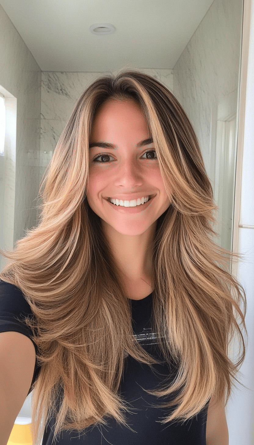 2. Face-Framing Layers with Honey Blonde Highlights (Haircuts For Long Hair With Layers) - Haircuts For Long Hair With Layers