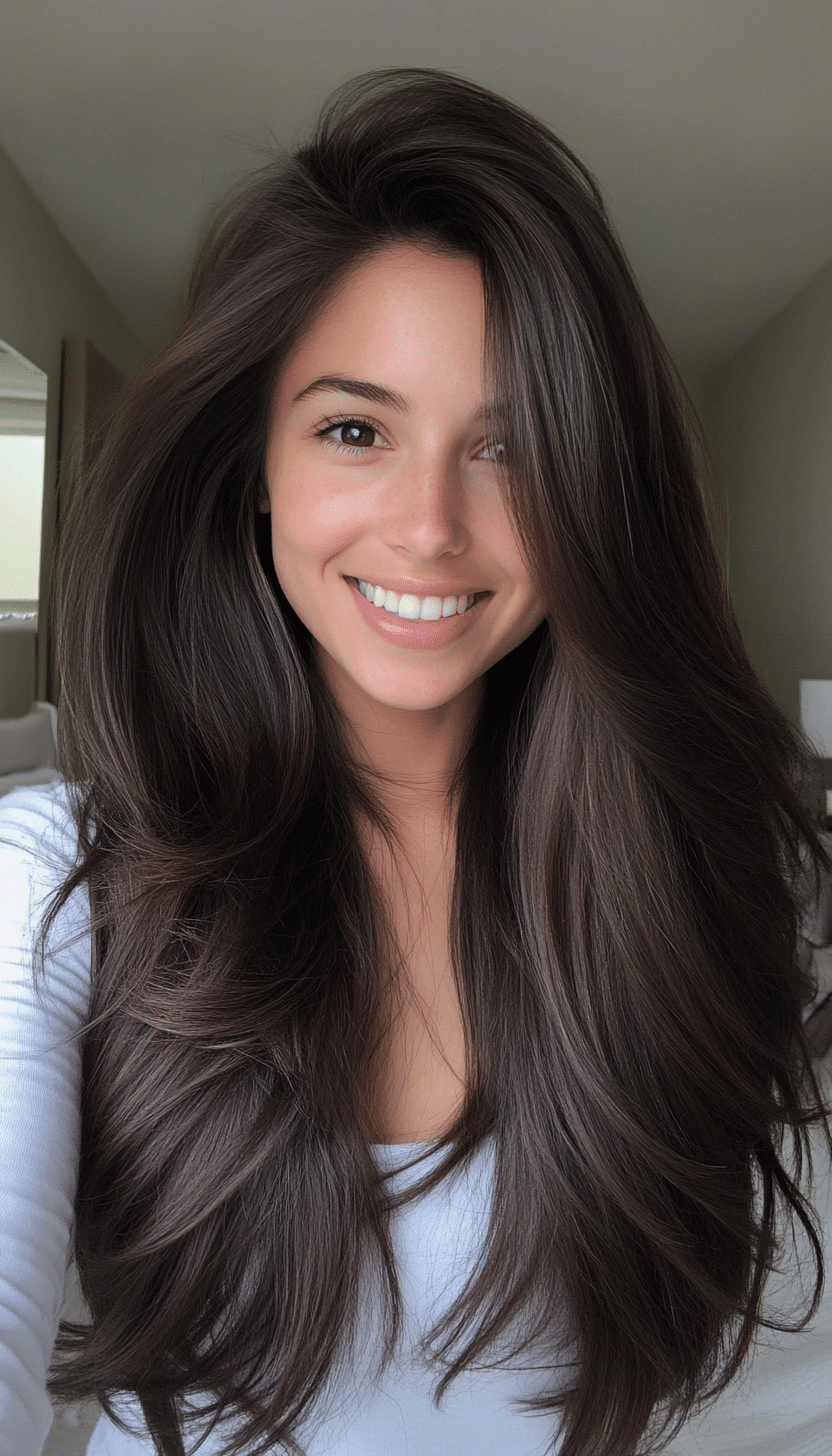 5. Subtle Layers with Dark Chocolate Shade (Haircuts For Long Hair With Layers) - Haircuts For Long Hair With Layers