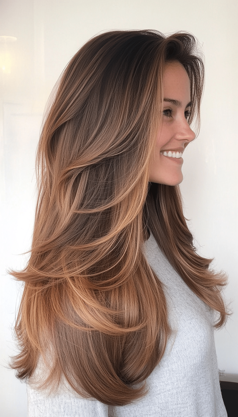 13. Deep Layers with Chestnut Ombre (Haircuts For Long Hair With Layers) - Haircuts For Long Hair With Layers