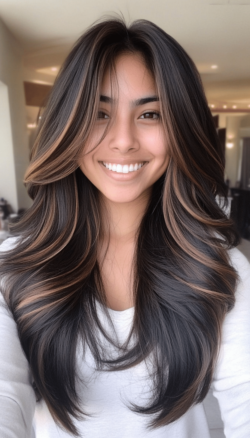 16. Choppy Layers with Dark Mocha Highlights (Haircuts For Long Hair With Layers) - Haircuts For Long Hair With Layers