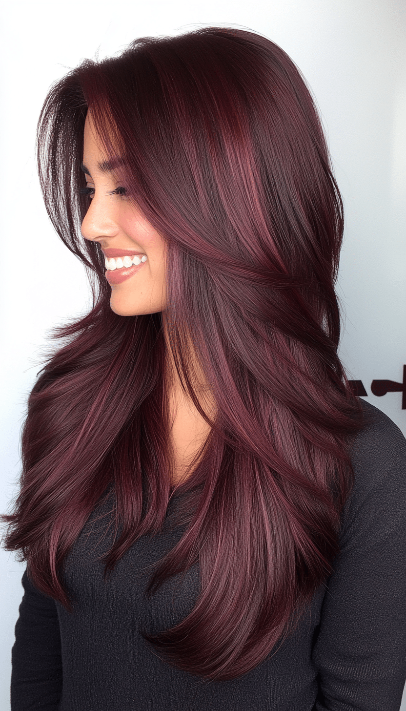 19. Layered Locks in Rich Burgundy (Haircuts For Long Hair With Layers) - Haircuts For Long Hair With Layers