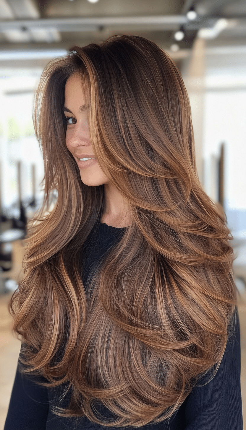 23. Layered Waves in Almond Brown (Haircuts For Long Hair With Layers) - Haircuts For Long Hair With Layers