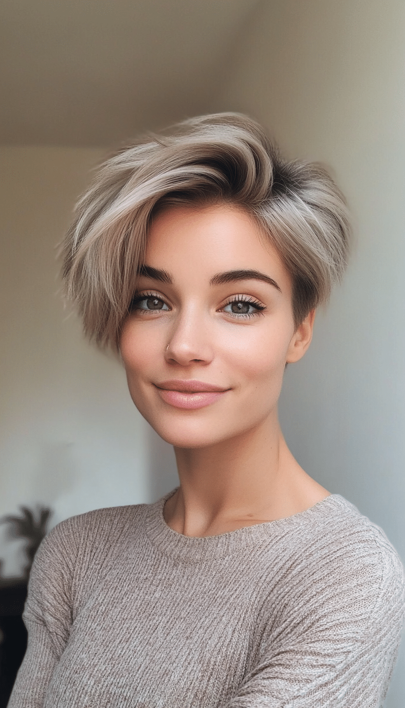 1. Softly Layered Ash Blonde Pixie (Pixie Hairstyles For Thin Hair) - Pixie Hairstyles For Thin Hair