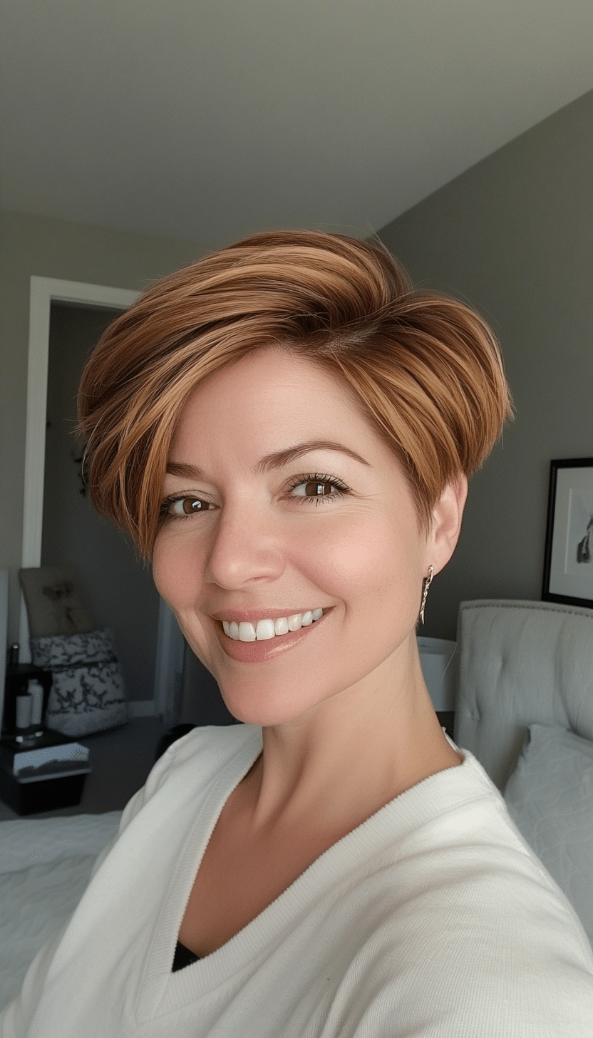 4. Golden Brown Tapered Pixie (Pixie Hairstyles For Thin Hair) - Pixie Hairstyles For Thin Hair