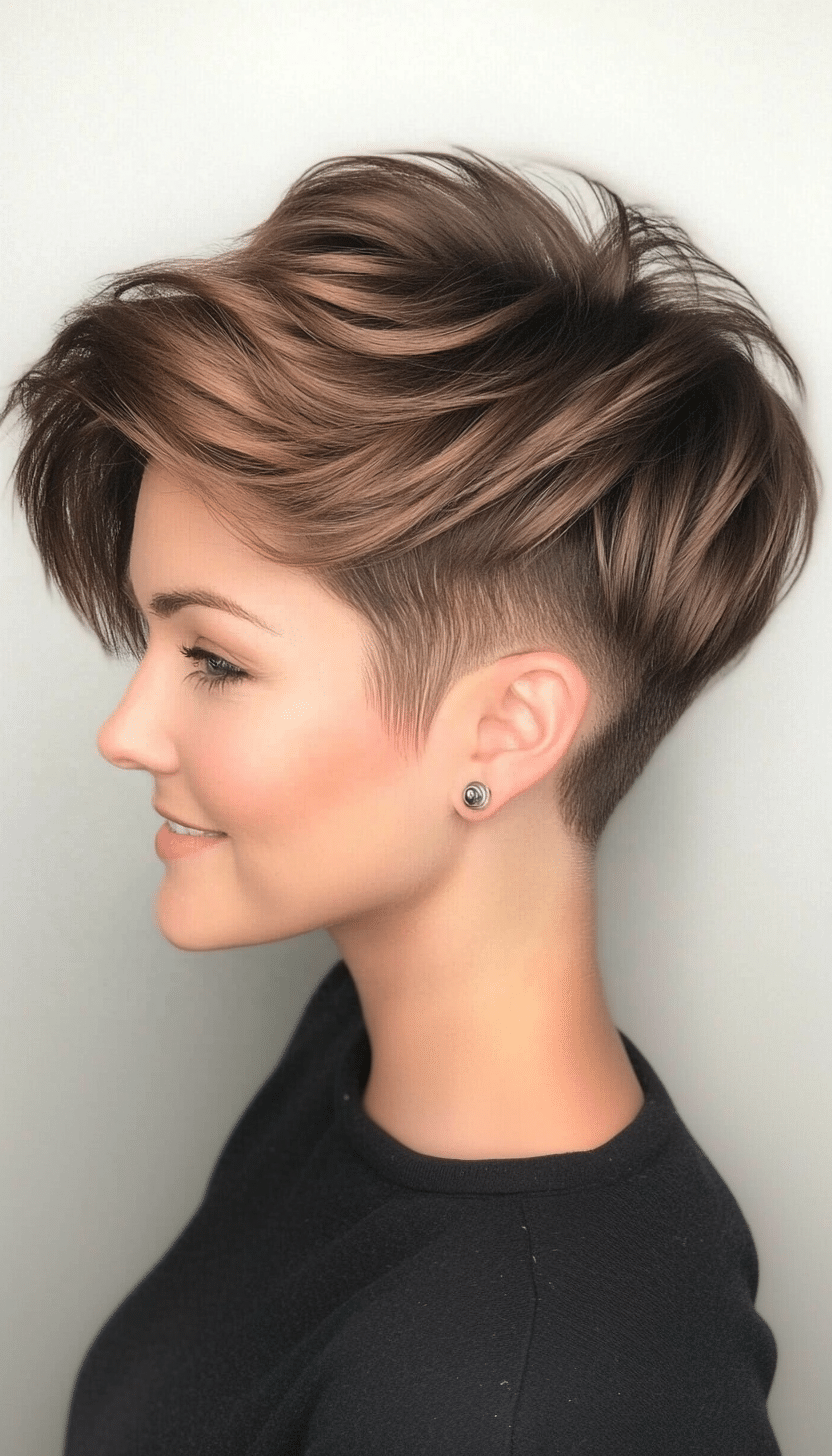 20. Iced Mocha Pixie with Undercut (Pixie Hairstyles For Thin Hair) - Pixie Hairstyles For Thin Hair
