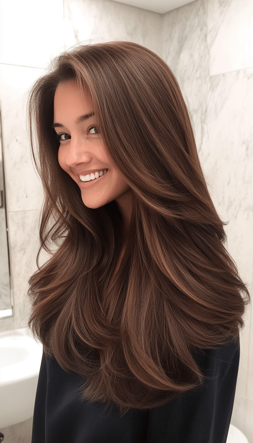 2. Feathered Layers with Chestnut Brown (Haircuts For Long Brown Hair) - Haircuts For Long Brown Hair