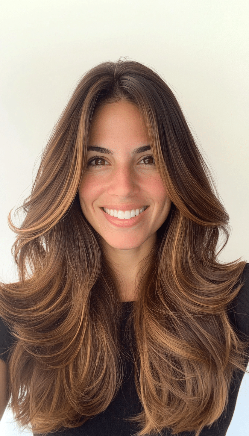 3. Face-Framing Layers with Golden Brown (Haircuts For Long Brown Hair) - Haircuts For Long Brown Hair