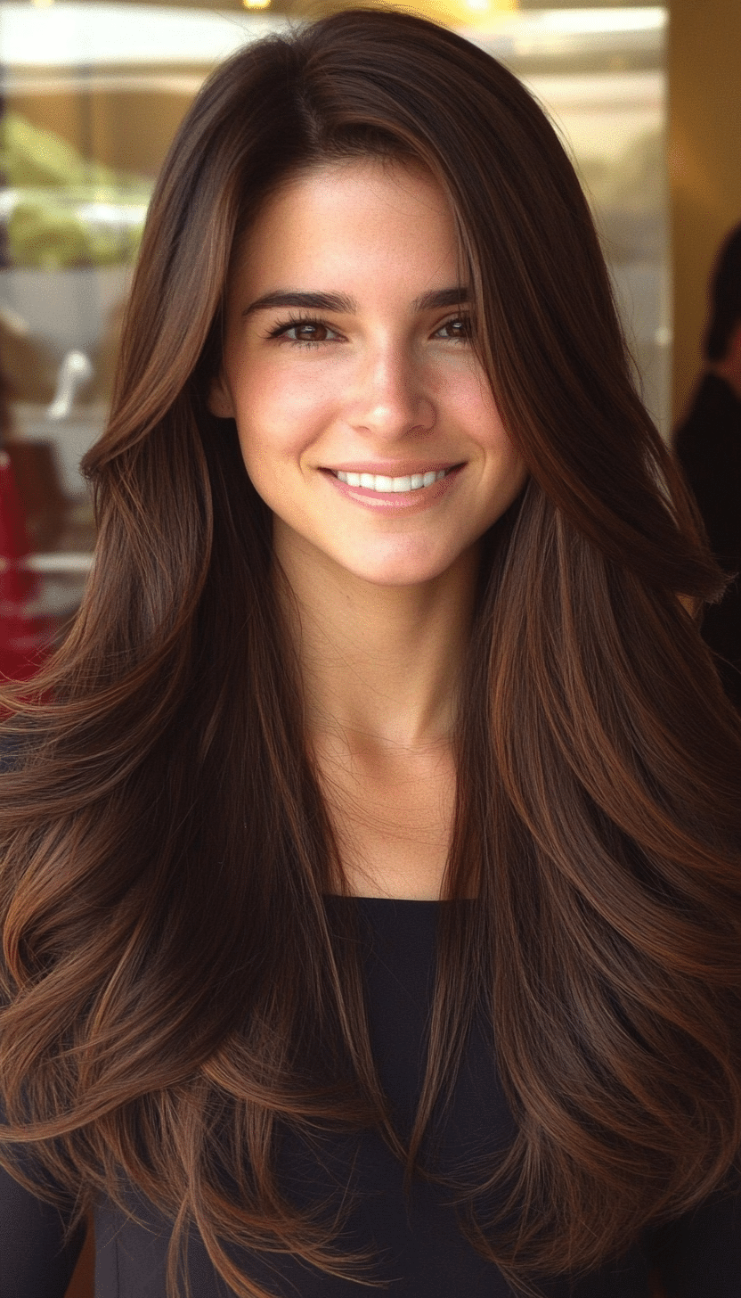 9. Blended Layers with Chocolate Brown (Haircuts For Long Brown Hair) - Haircuts For Long Brown Hair