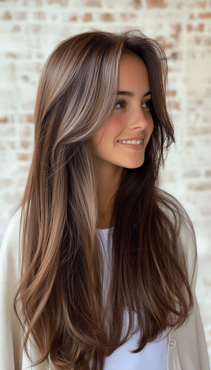 12. Long Face-Framing Waves with Mahogany Brown (Haircuts For Long Brown Hair) - Haircuts For Long Brown Hair