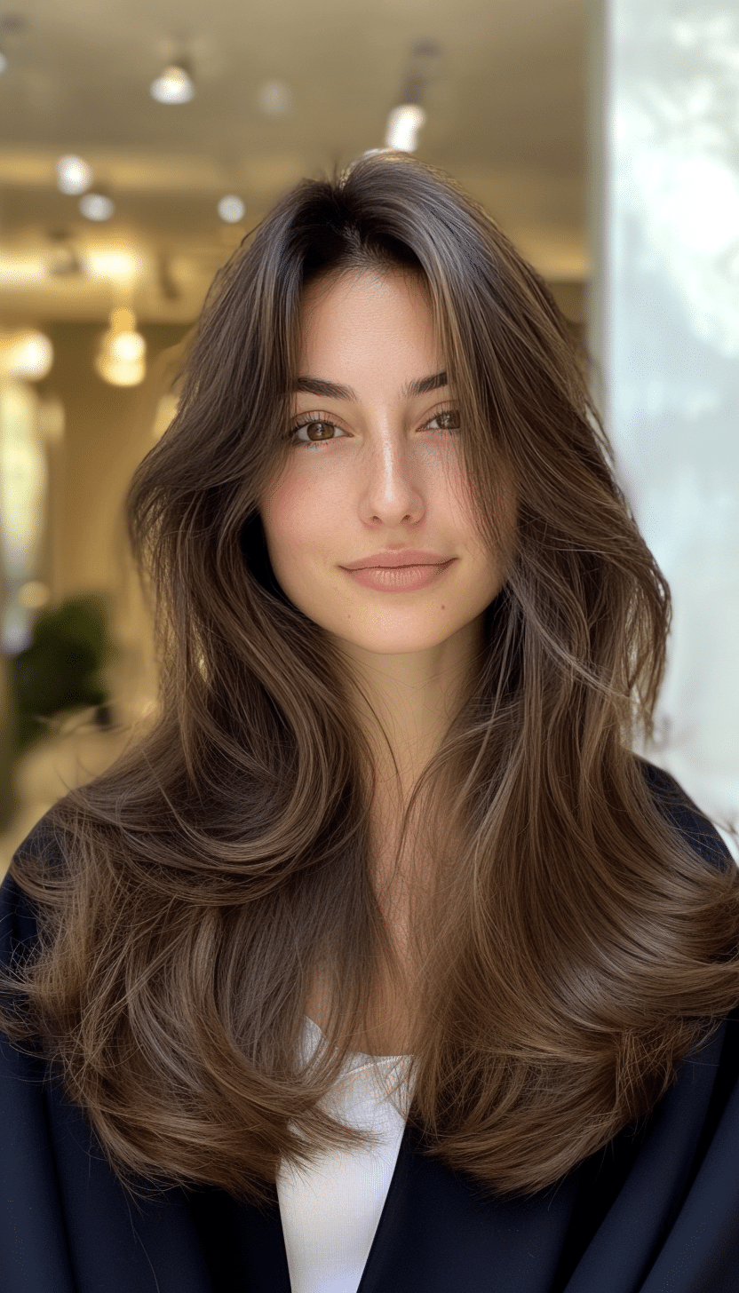 16. Wispy Layers with Coffee Brown (Haircuts For Long Brown Hair) - Haircuts For Long Brown Hair