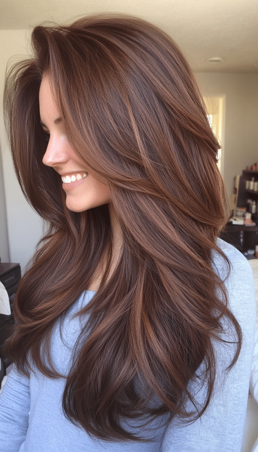 23. Rounded Layers with Auburn Brown (Haircuts For Long Brown Hair) - Haircuts For Long Brown Hair