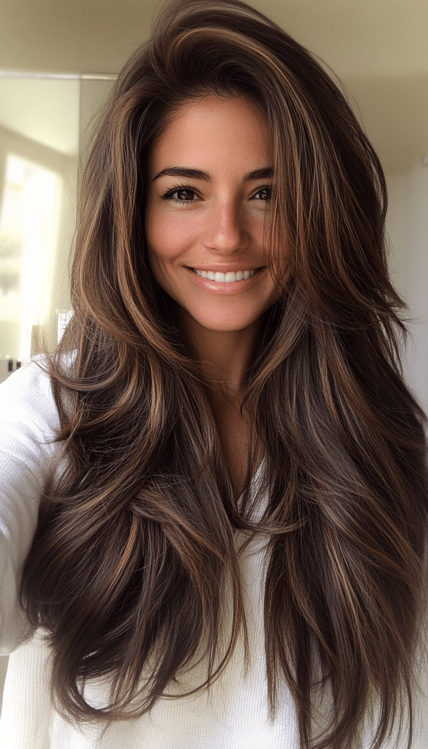 24. Long Airy Layers with Mocha Caramel (Haircuts For Long Brown Hair) - Haircuts For Long Brown Hair
