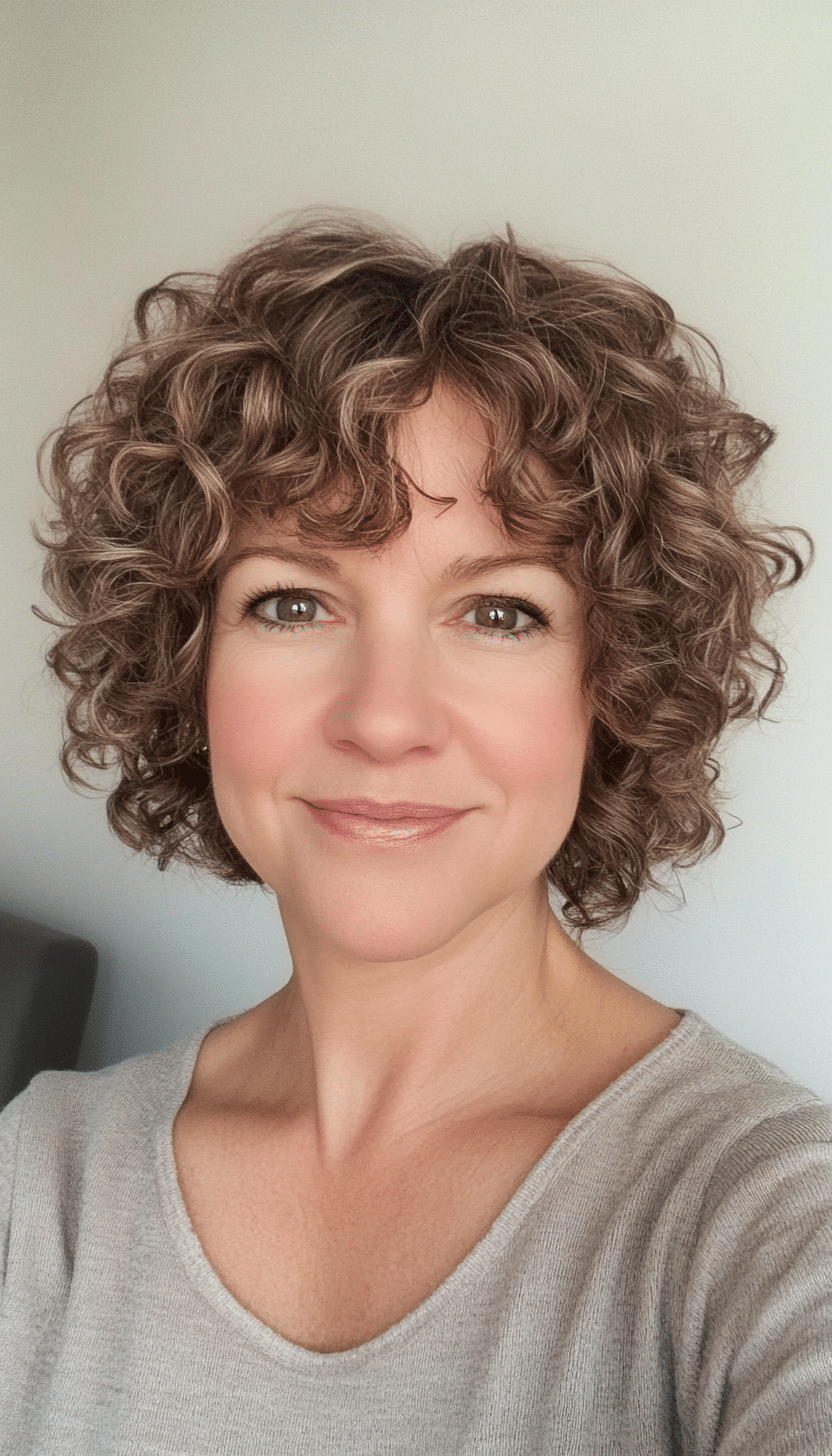 5. Side-Swept Curls in Cool Ash Brown (Short Curly Hairstyles For Women Over 50) - Short Curly Hairstyles For Women Over 50