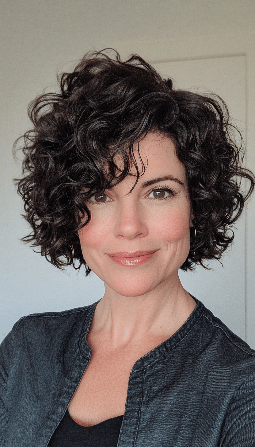 12. Wavy Curly Crop in Classic Black (Short Curly Hairstyles For Women Over 50) - Short Curly Hairstyles For Women Over 50