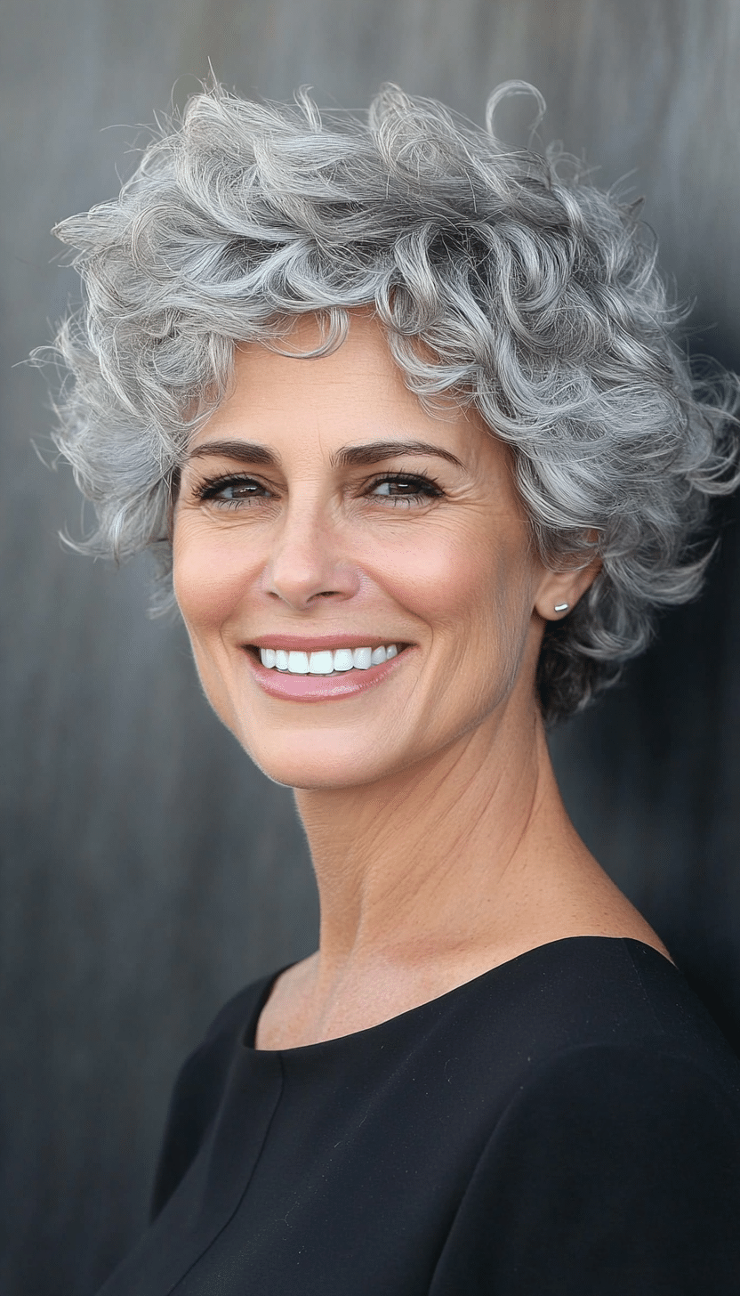 17. Textured Crop with Soft Curls in Classic Gray (Short Curly Hairstyles For Women Over 50) - Short Curly Hairstyles For Women Over 50