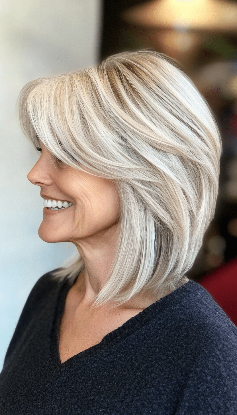 2. Feathered Bob in Ash Blonde (Haircuts For Women Over 60 With Thin Hair) - Haircuts For Women Over 60 With Thin Hair