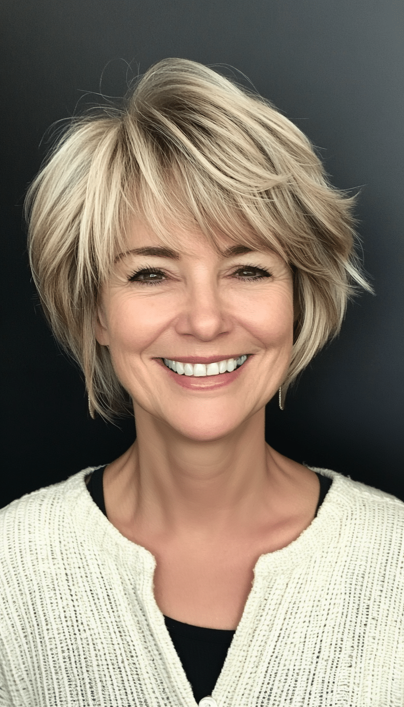 5. Short Shag in Sandy Blonde (Haircuts For Women Over 60 With Thin Hair) - Haircuts For Women Over 60 With Thin Hair