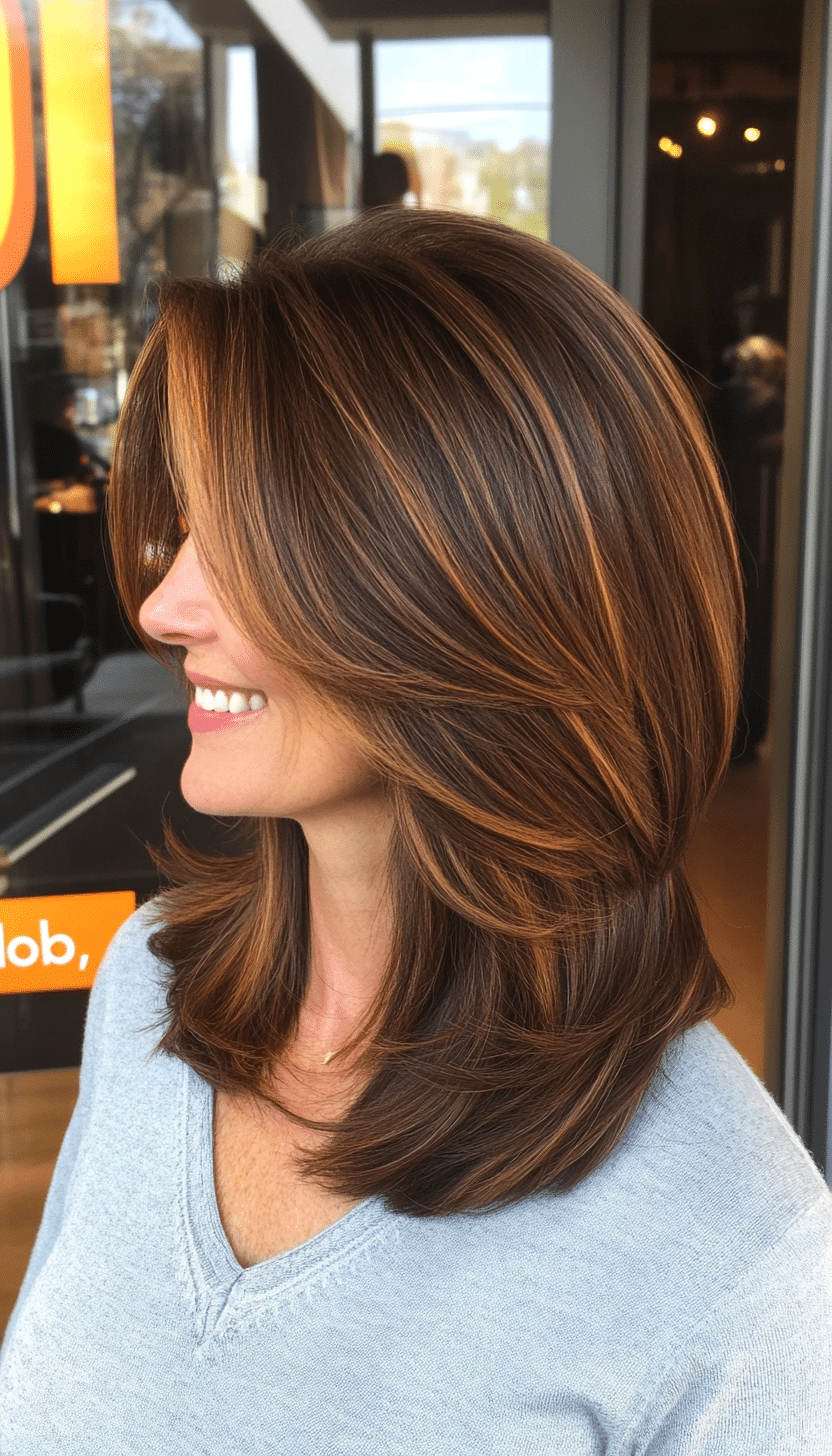 6. Layered Lob in Chestnut Brown (Haircuts For Women Over 60 With Thin Hair) - Haircuts For Women Over 60 With Thin Hair