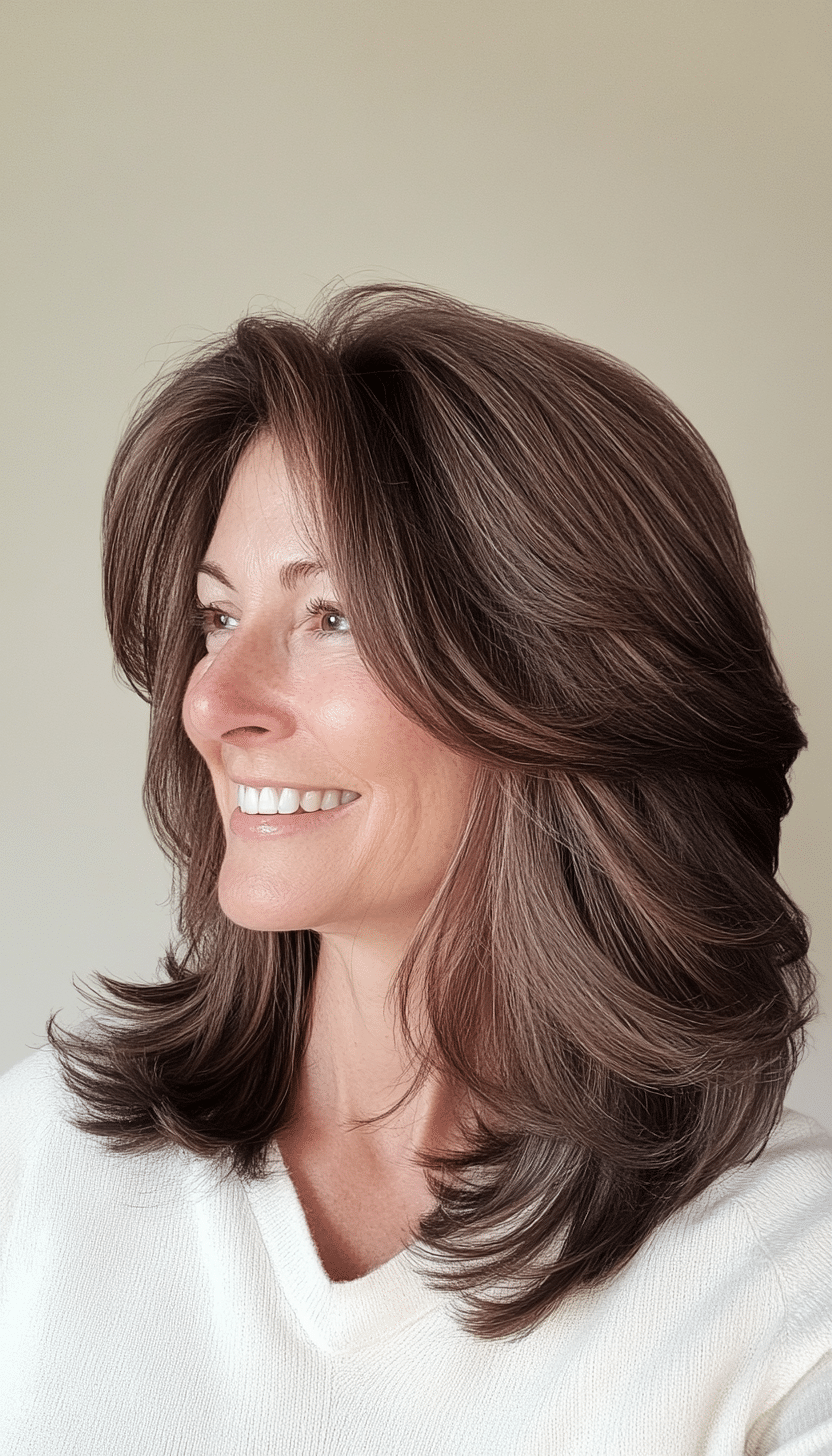 13. Wispy Shoulder-Length Cut in Dark Chocolate (Haircuts For Women Over 60 With Thin Hair) - Haircuts For Women Over 60 With Thin Hair