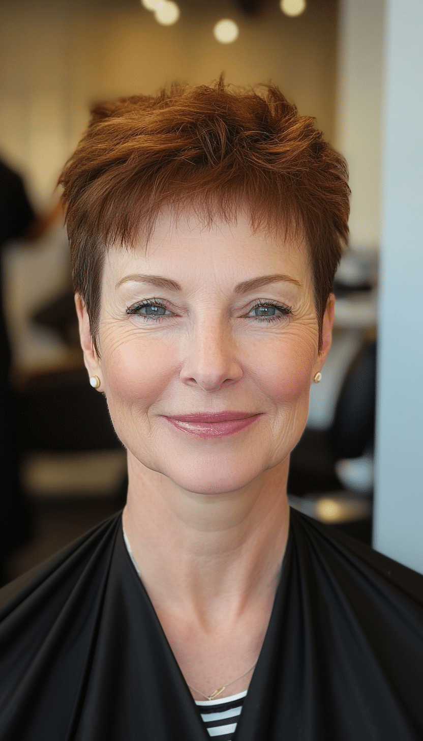 9. Wispy Pixie with Soft Auburn Tones (Very Short Haircuts For Older Women) - Very Short Haircuts For Older Women