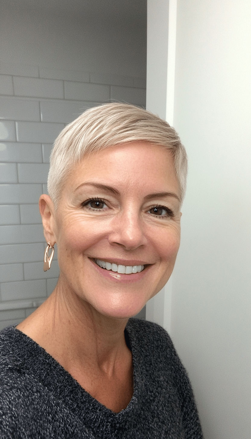 13. Minimalist Crop in Natural Dark Blonde (Very Short Haircuts For Older Women) - Very Short Haircuts For Older Women