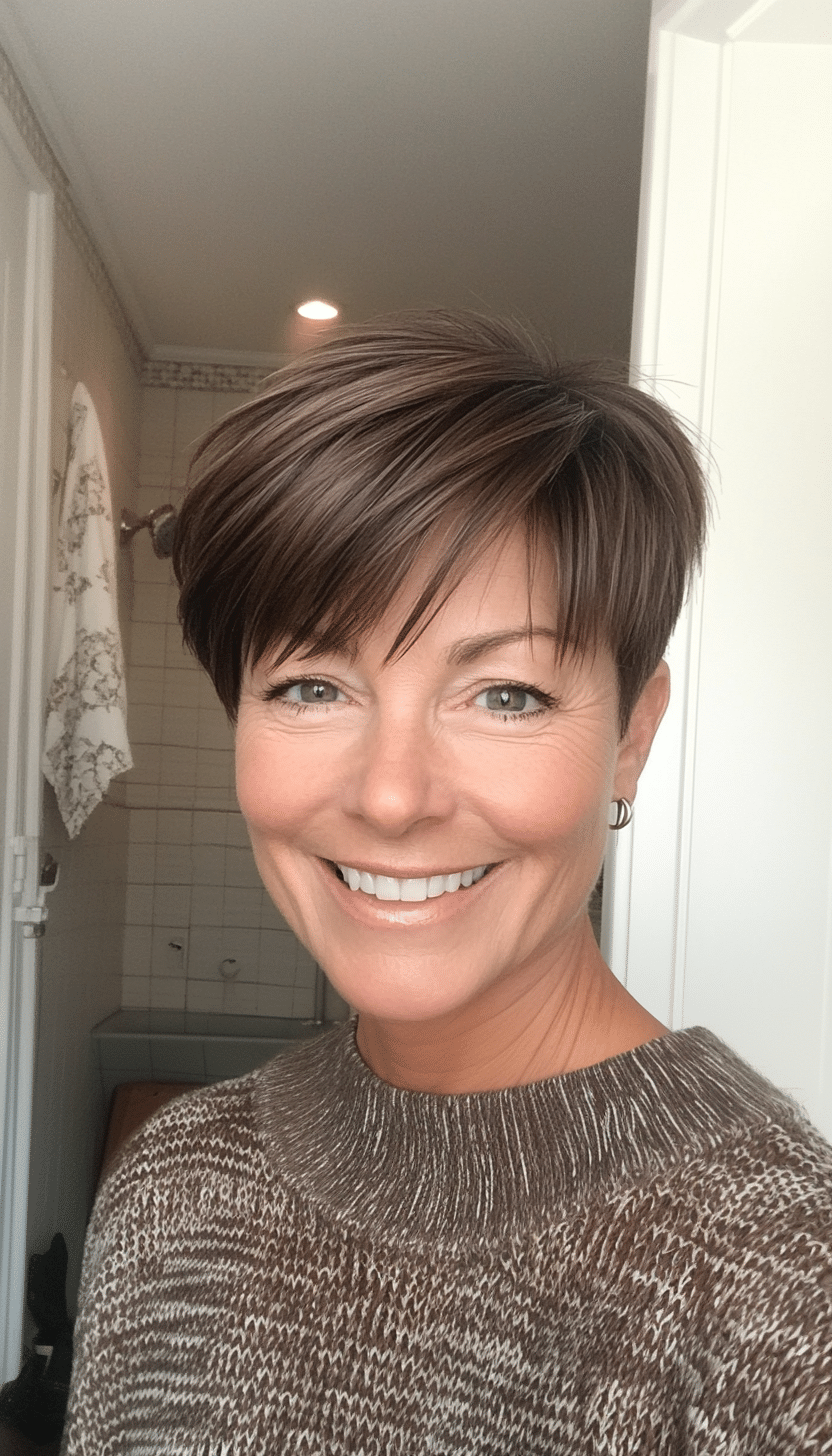 16. Short French Crop in Deep Mocha Brown (Very Short Haircuts For Older Women) - Very Short Haircuts For Older Women