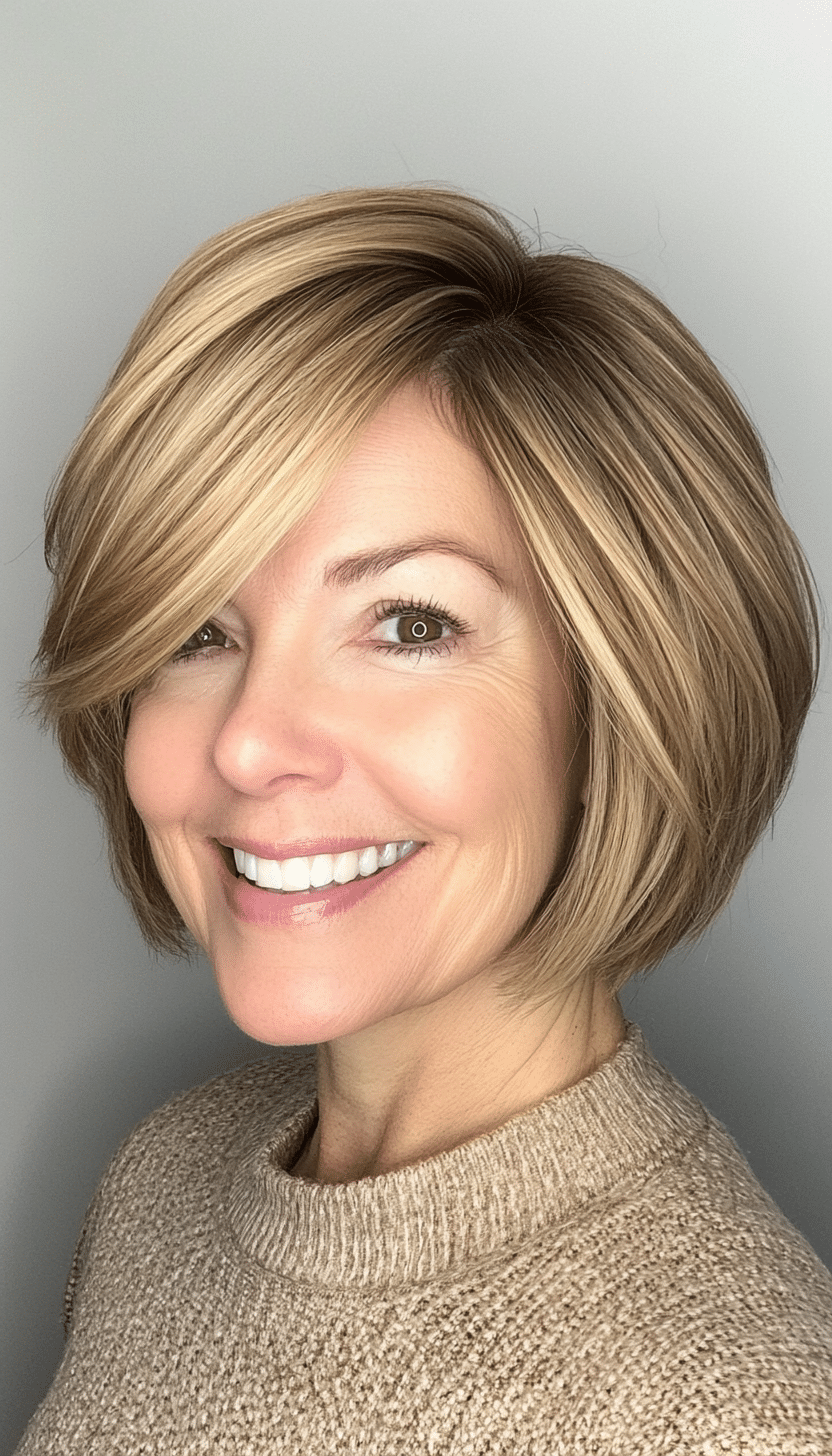 23. Short Layered Bob in Honey Blonde (Very Short Haircuts For Older Women) - Very Short Haircuts For Older Women