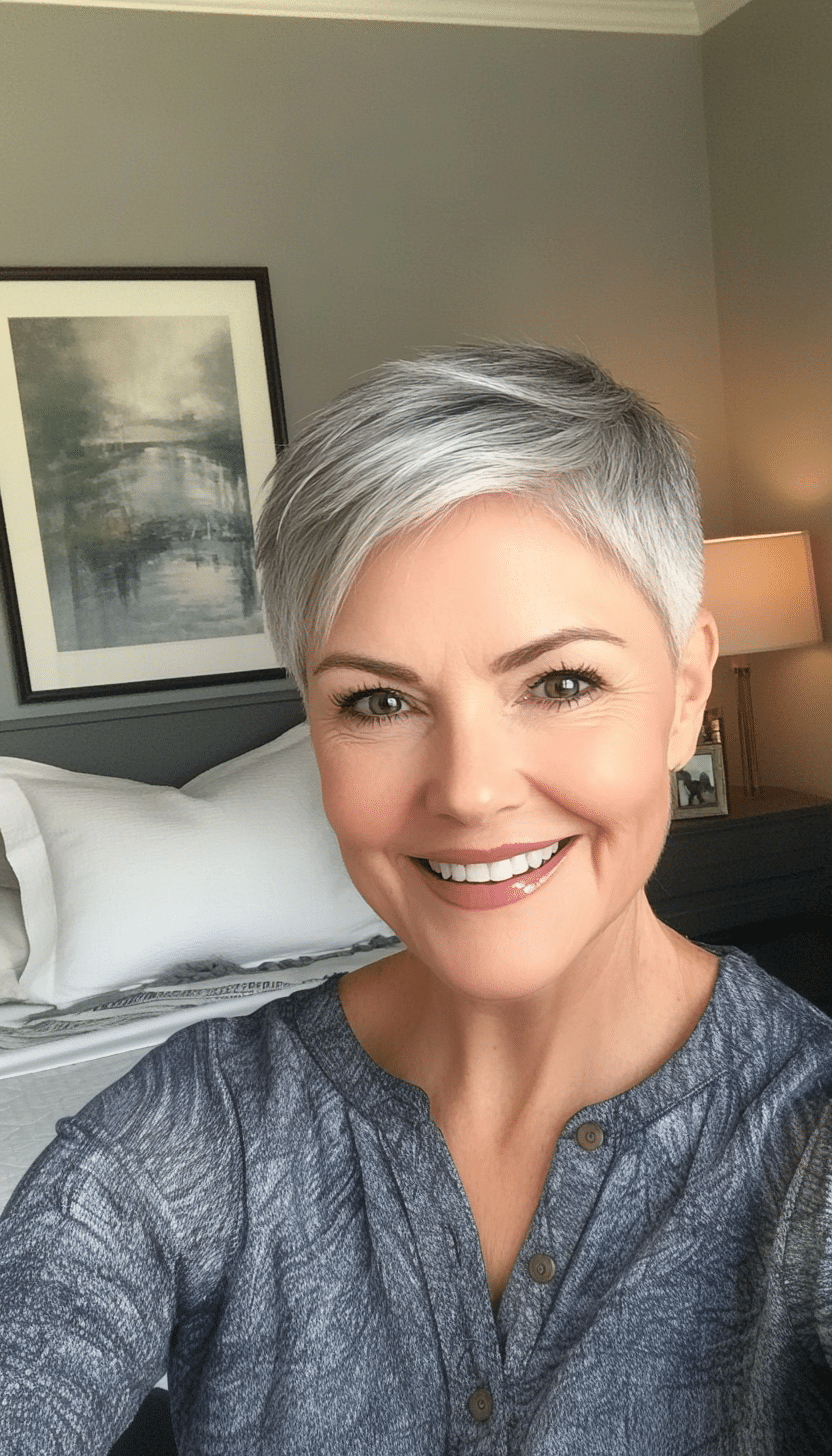 26. Closely Cropped Gray Fade (Very Short Haircuts For Older Women) - Very Short Haircuts For Older Women